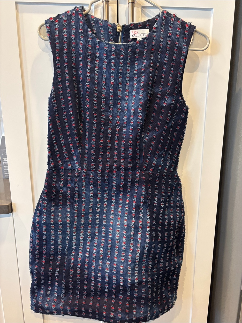 RED Valentino Navy Tweed Mini Dress with Red Accents